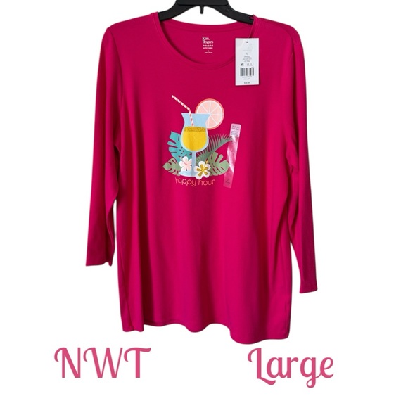 Kim Rogers Tops - NWT KIM ROGERS  *HAPPY HOUR* 3/4 SLEEVES TOP    LARGE   #CL